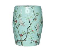 YKMYXZ Taburete de cerámica con diseño de Flores y pájaros, Taburete Decorativo de jardín, Adecuado for jardín, Patio, césped, hogar Interior y Exterior(Light Blue)