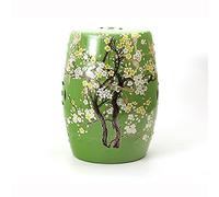 YKMYXZ Taburete Decorativo de cerámica, patrón de Flores esmaltadas ovaladas, Taburete de Tambor Adecuado for Jardines, Patios y césped