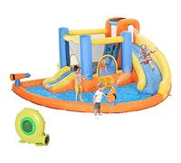 YKMYXZ, Tobogán acuático inflable duradero, castillo hinchable 5 en 1 de primera calidad, valla de seguridad, castillo for saltar que se instala en segundos