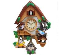 YKMYXZ Wall Clock， Reloj de Pared Cuco Estilo Chalet a Pilas con péndulo y Sensor luz(A)