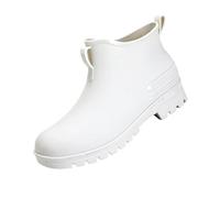 YKPAVV Zapatos amarillos de mujer con tacón corto lluvia para mujer tobillo arco iris jardín barco señoras goma exterior trabajo con comodidad zapatos zapatillas de deporte mujer, Blanco, 44 EU