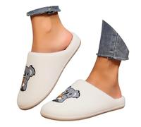 YKPAVV Zapatos Mujer Impermeable 37 Dulces y Suave Zapatillas de Algodón 3D Koala para Mujer Cálidas para Invierno, Pantuflas Antideslizantes para Interior para Pisos de Casa, Blanco, 44 EU