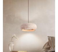 YKSJDFH LED Amarillo travertino círculo lámpara WABI-sabi Estilo Cueva Amarilla Piedra Crema Colgante lámpara salón Comedor Colgar lámparas Dormitorio Noche pequeña Piedra suspensión iluminación