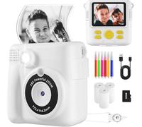 YKSLEMON Cámara para niños: cámara de impresión instantánea 18P, videocámara digital con pantalla de 2,4 pulgadas, cámara con zoom digital de 16X, tarjeta TF de 32 GB y bolígrafo de color incluido par