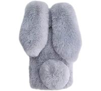 YKTO Case para Redmi Note 13 4G Phone Case Fuzzy Funda Protectora Felpa Lindo Cubierta Conejito Rabbit Cony Hair Kawaii Funda Carcasa Teléfono Soft Bunny Plush Case para Redmi Note 13 4G,Gris Claro