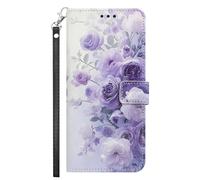 YKTO Flip Cartera Pintado Case para Moto G Power 5G 2024 Patrón PU Cuero Funda,Rosa Violeta romántica,Caja de Soporte con Cierre Magnético Caso Teléfono para Moto G Power 5G 2024