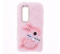YKTO Fluffy Funda para OnePlus Nord CE5 Funda de Silicona TPU Case Soft Warm Fluffy Plush Fur Skin Cover Perlas Lindas Bonita Rabbit Bunny Bumper Carcasa para OnePlus Nord CE5 ，Conejo Perla Rosa