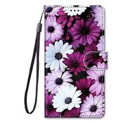 YKTO Funda Flip Pintada Cover para Honor X8 5G Patrón PU Piel Funda Carcasa Cubierta de Ranuras para Tarjetas Caja de Soporte con Cierre Magnético Caso Skin Teléfono,Crisantemo