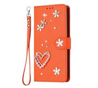 YKTO Funda para ASUS Zenfone 12 Ultra Diseño con Pedrería en Forma de Corazón Phone Funda Billetera Carcasa TPU, Ranuras para Tarjetas, Cierre Magnético, Soporte Plegable, Funda Protectora