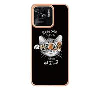 YKTO Funda para Móvil con Estampado de Gato para Xiaomi Redmi 10C PC Rígido TPU Flexible Funda Resistente a los Impactos Funda Teléfono Resistente a Los Golpes y Arañazos para Redmi 10C，Gato y Tigre