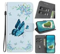 YKTO Funda para Nokia G22 Carcasa Wallet Phone Cover Case Mariposa Azul Grande,Funda de Piel con Cierre magnético,función de Soporte y Ranuras para Tarjetas para Nokia G22