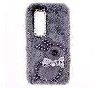 YKTO Funda para OnePlus Nord CE5 Protectora Funda de Silicona TPU Soft Warm Fluffy Plush Fur Skin Cover Perlas Lindas Bonita Rabbit Bunny Bumper Carcasa para OnePlus Nord CE5 ，Conejo Perla Gris