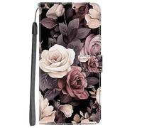 YKTO Funda para OPPO A16 Protectora Piel Case Carcasa Patrón Pintado Caja del Teléfono Billetera Protector Ranuras de Tarjeta y Soporte Plegable para OPPO A16,Flor Retro
