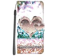 YKTO Funda para OPPO A16 Protectora Piel PU Case Carcasa Pintado Caja del Teléfono Billetera Protector Ranuras de Tarjeta y Soporte Plegable,Corazón de Arena Dorada