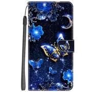 YKTO Funda para OPPO A16 Protectora Piel PU Case Carcasa Pintado Caja del Teléfono Billetera Protector Ranuras de Tarjeta y Plegable,Mariposa Flor de Colores