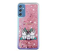 YKTO Fundas para OPPO A96 4G Glitter Arena Flowing Líquido Brillar Lentejuelas Carcasas Cristal Suave Silicona TPU Teléfono Trasera Protección Caso para OPPO A96 4G,Tres Unicornios
