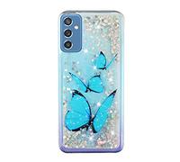 YKTO Glitter Quicksand Líquido para OPPO A76 4G Arena Flowing Líquido Brillar Lentejuelas Carcasas Cristal Suave Silicona TPU Teléfono Trasera Protección Caso para OPPO A76 4G,Mariposa
