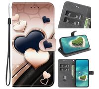 YKTO Libro Case para Honor Magic7 Pro Funda Carcasa con Tapa de Cuero Piel Wallet Case Flip Cover con Kickstand, Hebilla Magnetica, Ranuras para Tarjetas para Honor Magic7 Pro,Oro Rosa, Doble corazón