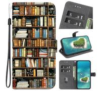 YKTO Libro Case para Nokia C2 2nd Edition Funda Carcasa con Tapa de Cuero Piel Wallet Case Flip Cover con Kickstand, Hebilla Magnetica, Ranuras para Nokia C2 2nd Edition，Libros de estantería