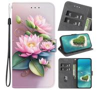 YKTO Libro Case para OnePlus 8 Pro Funda Carcasa con Tapa de Cuero Piel Wallet Case Flip Cover, Hebilla Magnetica, Ranuras para Tarjetas para OnePlus 8 Pro，Imagen de un nenúfar Rosa en Flor