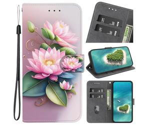 YKTO Libro Case para ZTE Blade V40 Vita Funda Carcasa con Tapa de Cuero Piel Wallet Case Flip Cover, Hebilla Magnetica, Ranuras para Tarjetas para ZTE Blade V40 Vita，Imagen de un nenúfar Rosa en Flor