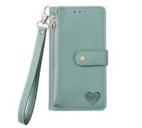 YKTO Protectora Carcasa para Samsung Galaxy A25 5G Zipper Cover PU Cuero Gran Capacidad Multitarjeta con Ranura para Tarjetas y Billetera Mujeres Monedero Estuche Case Cover para Samsung A25 5G,Verde