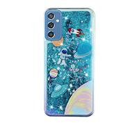 YKTO Quicksand Silicone Case para OPPO A77 Glitter Arena Flowing Líquido Brillar Lentejuelas Carcasas Cristal Suave Silicona TPU Trasera Protección Caso para OPPO A77,Espacio Exterior
