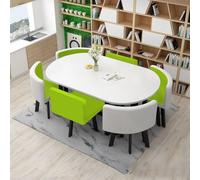 YKWLKJ 90 x 150 cm Mesa de Cocina con 6 sillas de Cuero, Mesa de Centro Recepción para Oficina, Capacidad de Peso de la Silla hasta 85 kg(Grass Green)