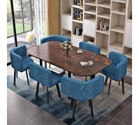 YKWLKJ Juego de 6 Mesas de Comedor Recepción de 90 x 150 cm, Mesa de Reunión Conferencias con Almohadillas Antideslizantes(Azul)