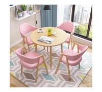 YKWLKJ Juego De Comedor De 5 Piezas De Imitación De Mármol, Juego De Mesa Redonda for 4 Personas, Juego De Mesa Y Sillas De Cocina Modernas for Rincón De Desayuno, Sala De Estar(Yellow,Pink)