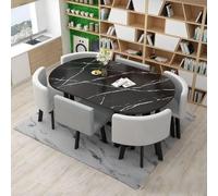 YKWLKJ Juego de Mesa de Comedor Cocina Ovalada para 6 Personas, Moderna Mesa de Centro Conferencias con Base de Metal, Escritorio de MDF(Grey)