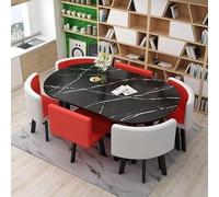 YKWLKJ Juego de Mesa de Comedor Cocina Ovalada para 6 Personas, Moderna Mesa de Centro Conferencias con Base de Metal, Escritorio de MDF(Red 2)