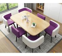 YKWLKJ Juego de Mesa de Comedor Moderna para 6 Personas, Mesa de Conferencias Cocina con 6 sillas de Cuero sintético(Purple)