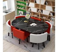 YKWLKJ Juego de Mesa de Comedor para 6 Personas, Juego de Mesa de Conferencia Cocina de 7 Piezas con sillas ergonómicas, Estructura de Metal(Rojo)