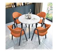 YKWLKJ Juego De Mesa De Comedor Redonda Mesa De Imitación De Mármol Muebles De Cocina Que Ahorro De Espacio for Sala De Estar, Departamento(Bianco,Orange1)