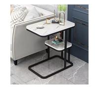 YKWLKJ Mesa Auxiliar Estrecha En Forma De C, Mesa Auxiliar Pequeña for Sofá Pequeña Y Delgada con Estante De Almacenamiento(White 2)