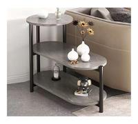 YKWLKJ Mesa Auxiliar Estrecha, Mesa Auxiliar De 3 Niveles, Mesa Auxiliar De Sofá De Mármol Sintético, Mesa De Café Pequeña, Mesita De Noche con Estante De Escalera De Almacenamiento(Gray 1,Small)