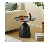 YKWLKJ Mesa Auxiliar Pequeña Redonda, Mesa De Té Compacta for Sofá Mesa De Café De Esquina Redonda Mesita De Noche Mesas Auxiliares De Metal Mesa De Café Auxiliar(Negro,40 * 42)