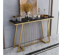 YKWLKJ Mesa Consola con Almacenaje, Tablero de mármol Artificial, Mesita Auxiliar Pasillo Escandinavo, Ancho 30cm(Negro,120cm)