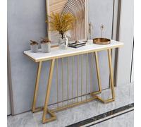YKWLKJ Mesa Consola con Almacenaje, Tablero de mármol Artificial, Mesita Auxiliar Pasillo Escandinavo, Ancho 30cm(Bianco,120cm)