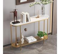 YKWLKJ Mesa Consola Entrada con Tablero de losa de Roca, Mesas Pasillo para Entrada Sala de Estar(Gold,80cm)