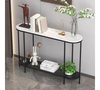 YKWLKJ Mesa Consola Entrada con Tablero de losa de Roca, Mesas Pasillo para Entrada Sala de Estar(Negro,80cm)