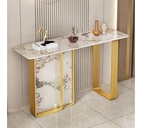 YKWLKJ Mesa Consola Pasillo con Base metálica, Mesas de Entrada para Salón, Tablero con Placa de Roca(Gold 3,120cm)