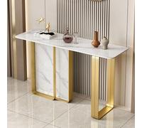 YKWLKJ Mesa Consola Pasillo de Mármol, Mesas de Entrada Auxiliar Rectangular para Pasillo, Salón(White 2,120cm)
