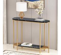 YKWLKJ Mesa Consola Salón con 2 estantes de Almacenamiento, Mesita Auxiliar Sofá Multifuncional(Gold 2,120cm)