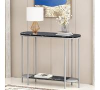 YKWLKJ Mesa Consola Salón con 2 estantes de Almacenamiento, Mesita Auxiliar Sofá Multifuncional(Silver 2,80cm)