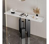 YKWLKJ Tavolo Ingresso Moderno con Piano Marmo, Tavolino Consolle Struttura Geometrica in Metallo, 3 dimensioni(Black 1,120cm)