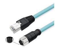 YKYNCJJT Cable Ethernet Industrial de PVC Cat7 Alta flexibilidad, Conector Hembra M12 4 Pines con código D a RJ45, 1 m