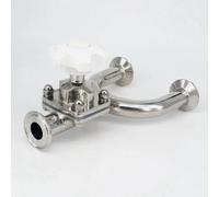 YKYNCJJT Válvula de diafragma de Triple Abrazadera, Tipo U, de Acero Inoxidable 316L, de 1" y 25 mm, de 1,5"