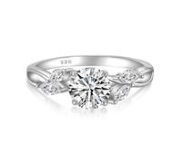 YL Anillo de Compromiso de Moissanita 1 Quilates de Plata de Ley 925 para Mujer Color D VVS1 de Moissanita Anillo de Promesa para Aniversario(Talla 17)